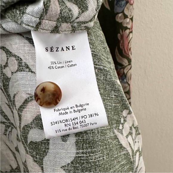SÉZANE Caprice Dress in Olive Green Floral Border sz US 8 / FR 40 NWOT - Picture 7 of 13